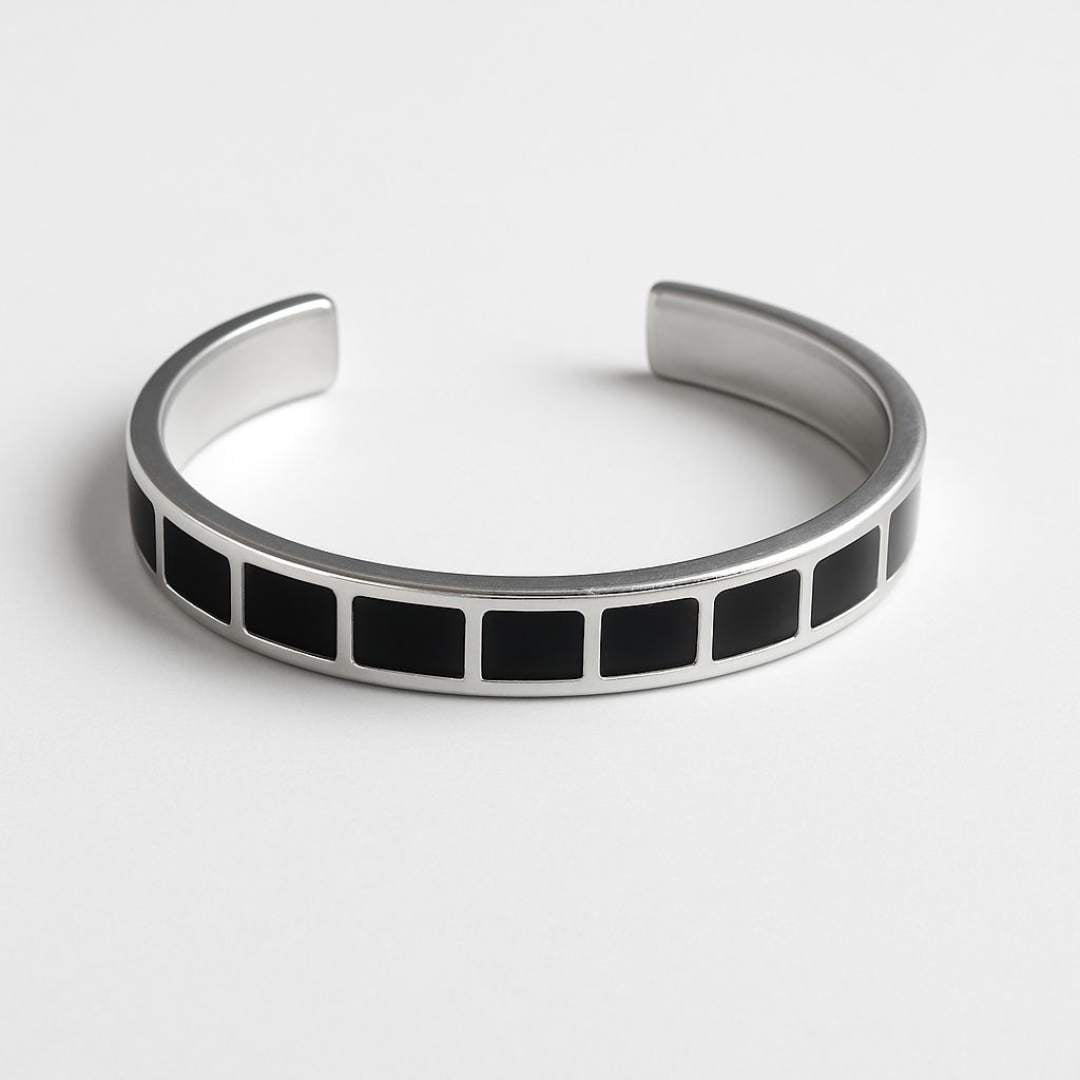 Carra Silver bracelet with black square stones from House of Pehr