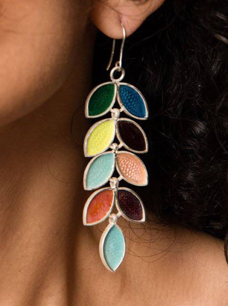 Sterling Silver Leaf Earrings | Silver Leaf Drop Earring | Pehr Silver