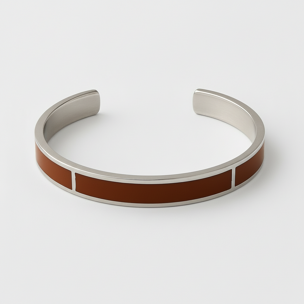 Gold and brown bracelet on a light gray background - Dune Bangle  - Image 2