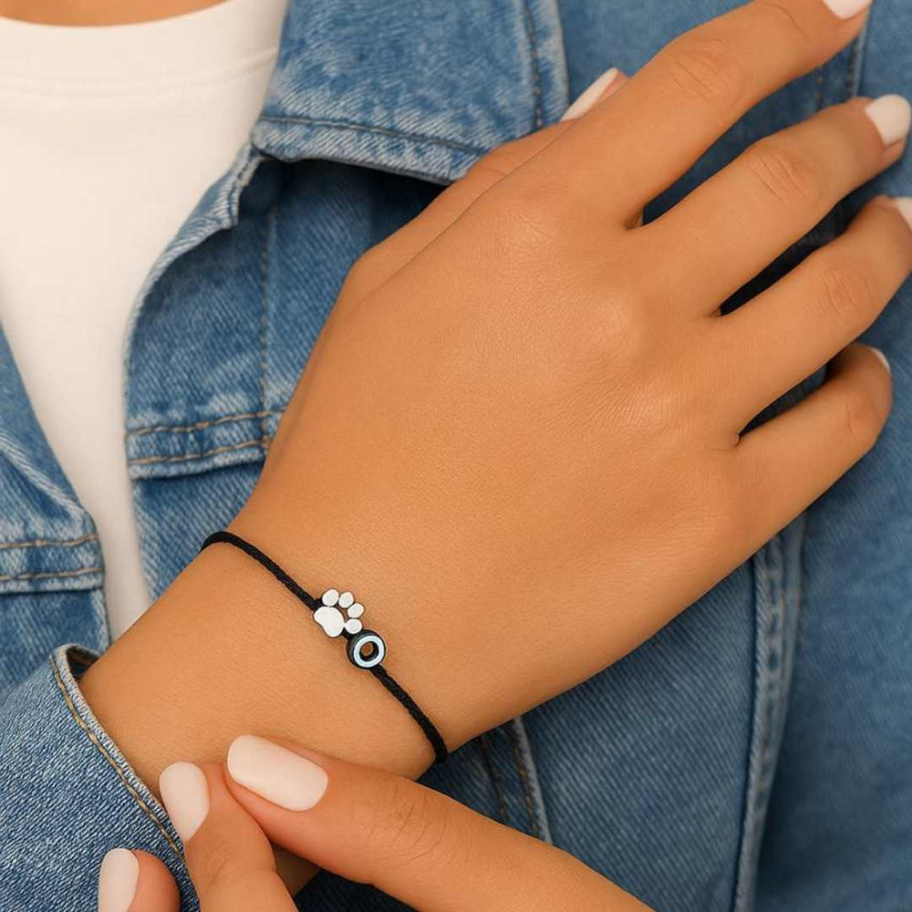 Silver - Evil Eye Thread Anklet Cum Bracelet - Image 2