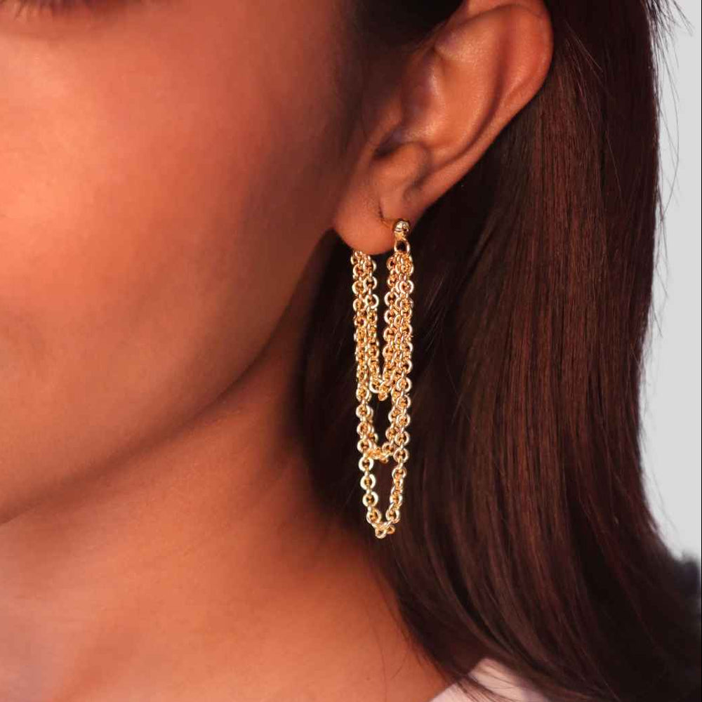 Drape Chain Earrings Gold - House of Pehr - Image 4