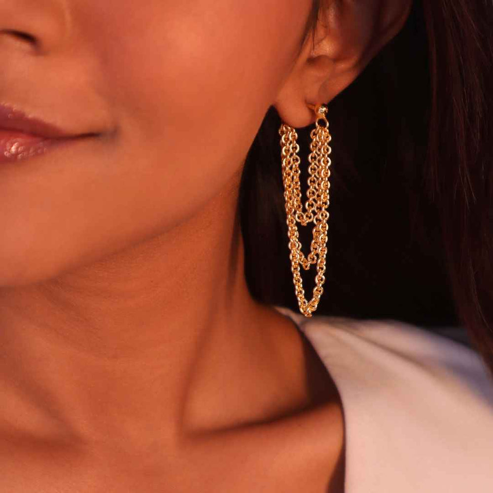 Drape Chain Earrings Gold - House of Pehr - Image 8