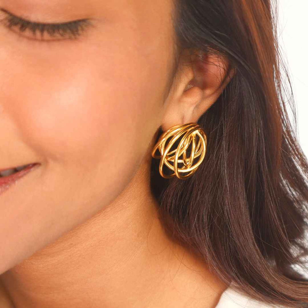 Swirl Earrings Gold Mini -House of Pehr - Image 2