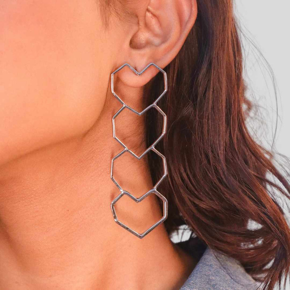 Heart Drop Earrings Silver - House of Pehr - Image 2