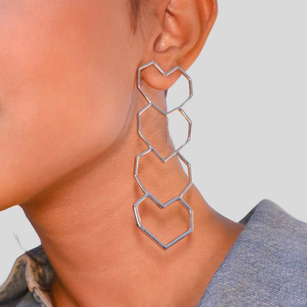 Heart Drop Earrings Silver - House of Pehr - Image 3