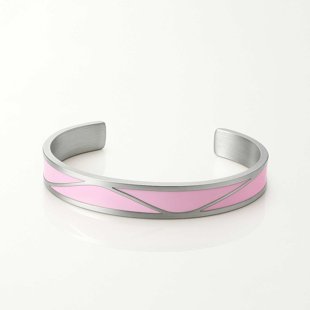 Silver bracelet with a pink band on a white background, Serena Bangles from House of Pehr - Image 8