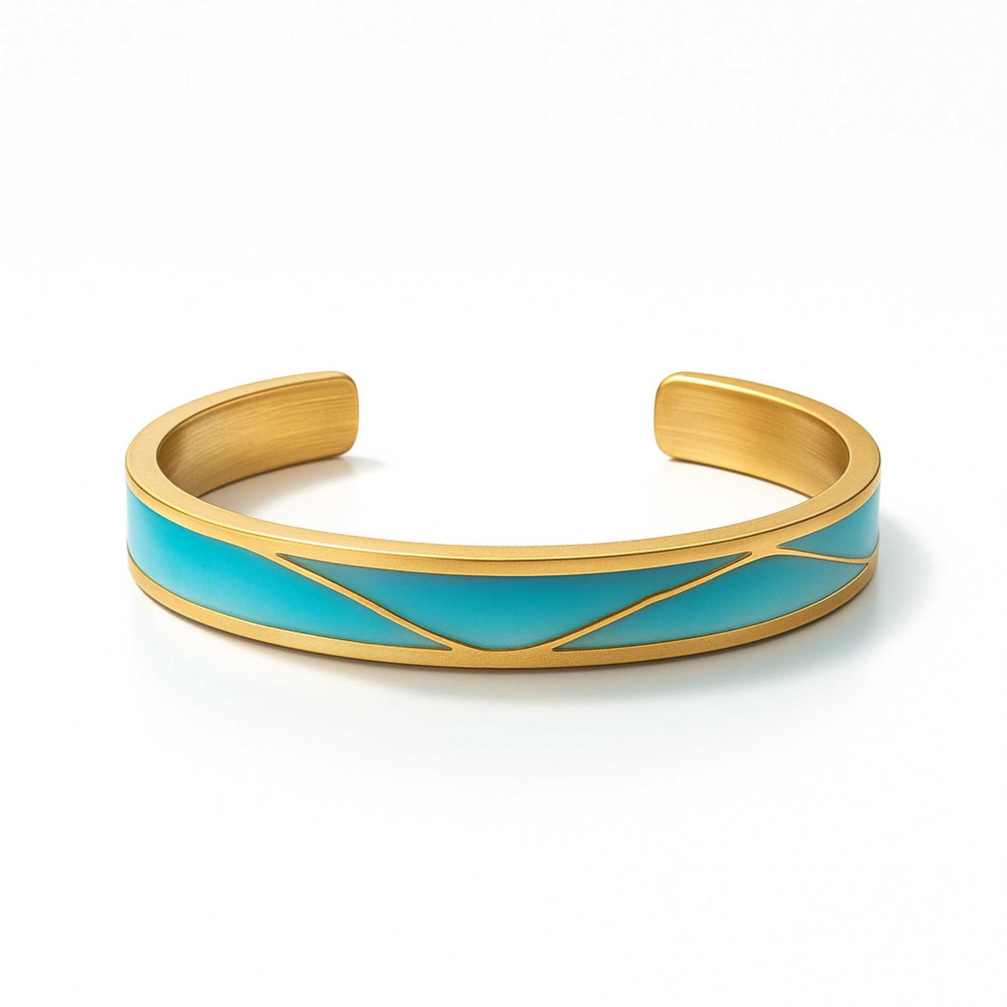 Gold bracelet with a blue band on a white background, Serena Bangles from House of Pehr