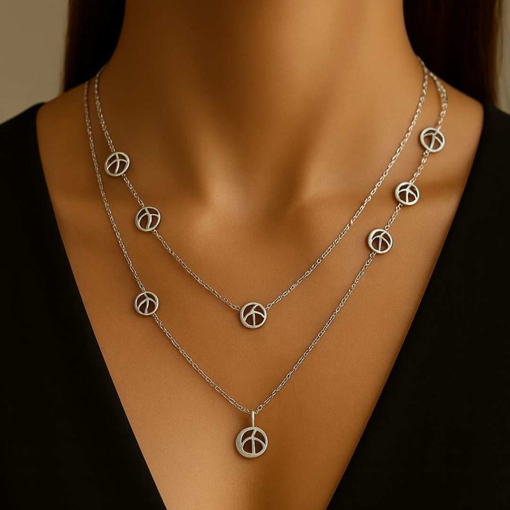 Orris Necklace from House of Pehr is a layered Silver plated necklace with peace symbol motifs  - Image 4