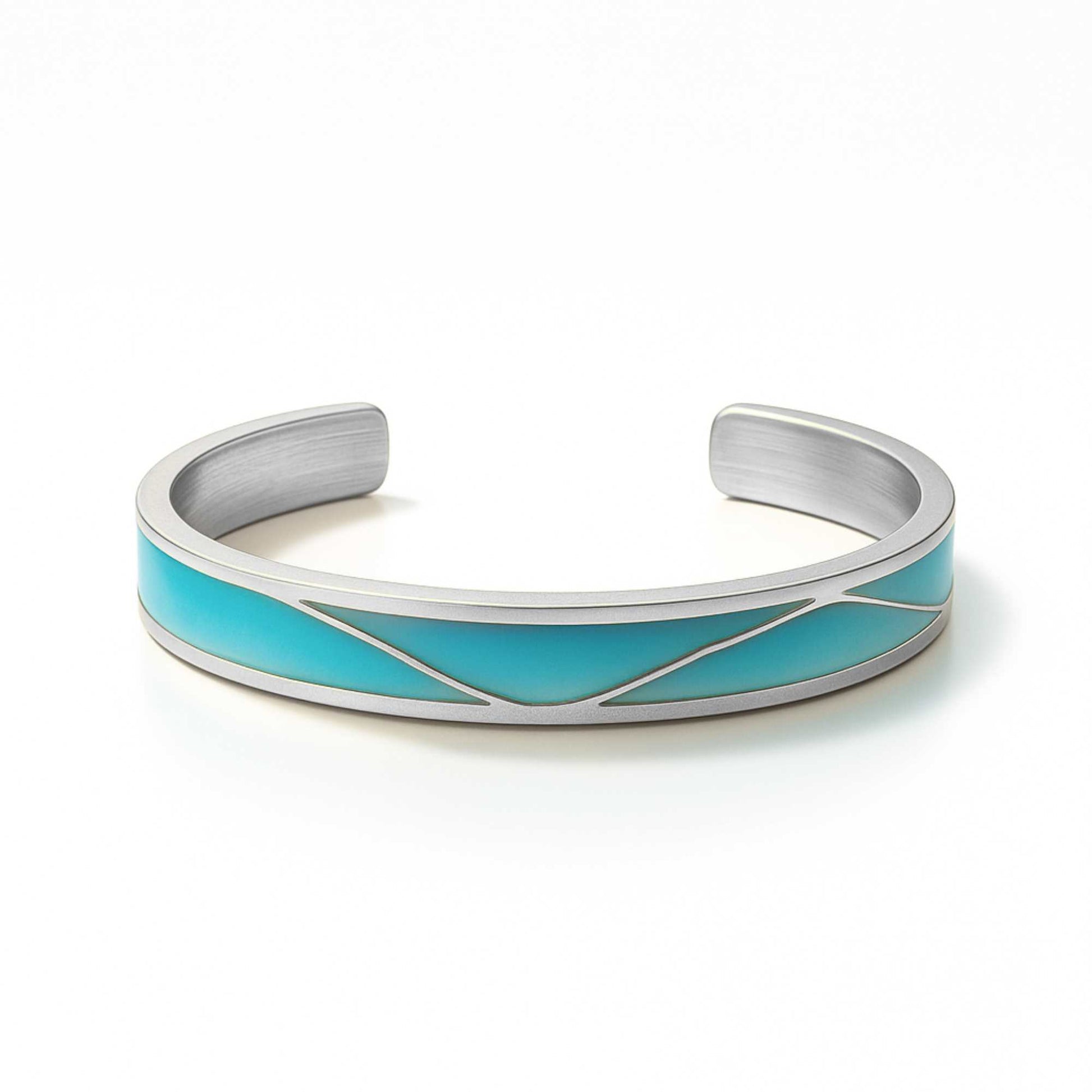 Silver bracelet with a blue band on a white background, Serena Bangles from House of Pehr