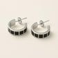 Carra Silver hoops earrings with black square pattern from House of Pehr