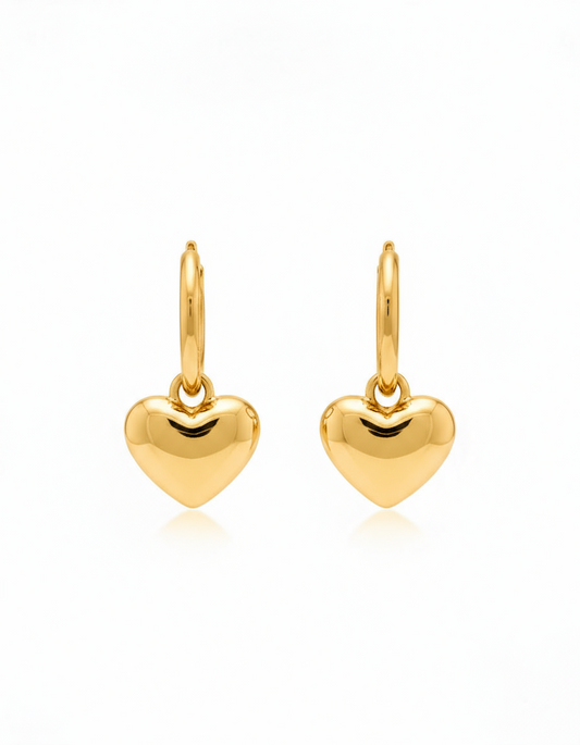 Heart Charm Hoops
