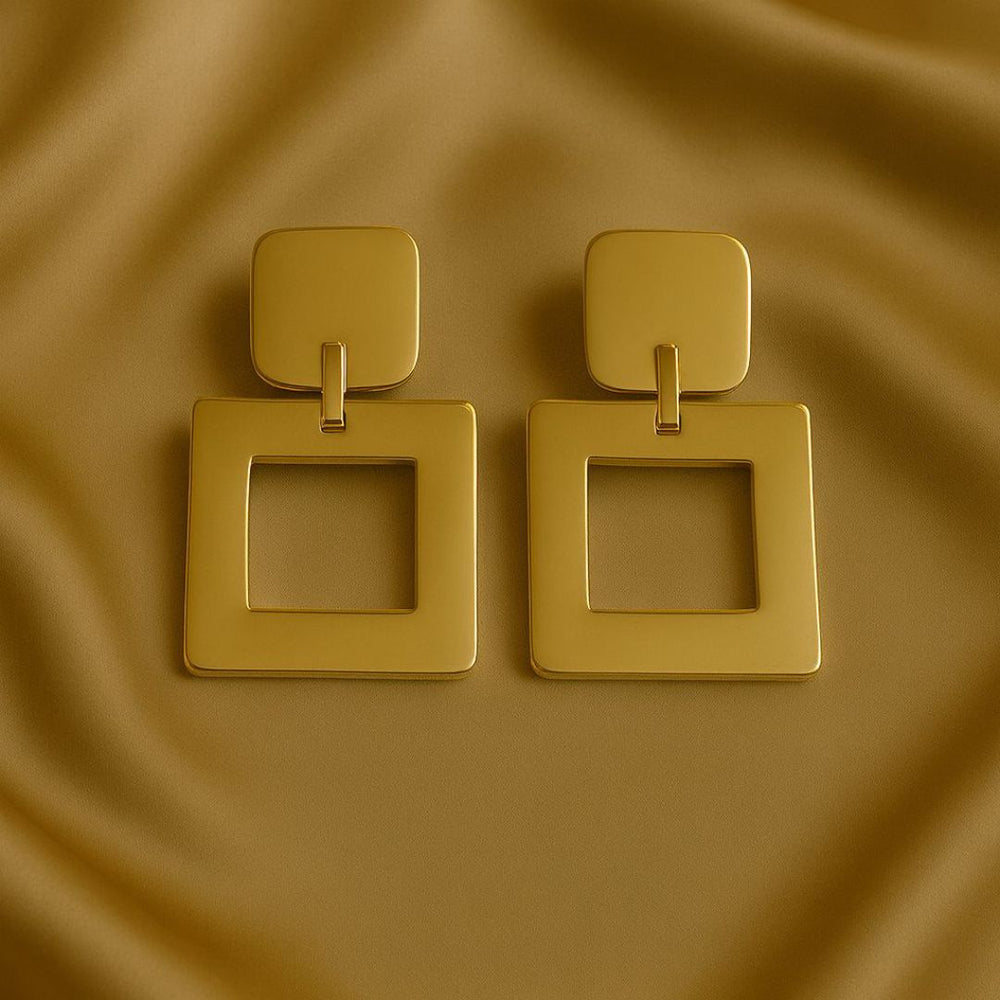 Numa Earrings are Golden geometric earrings from House of Pehr - Image 5
