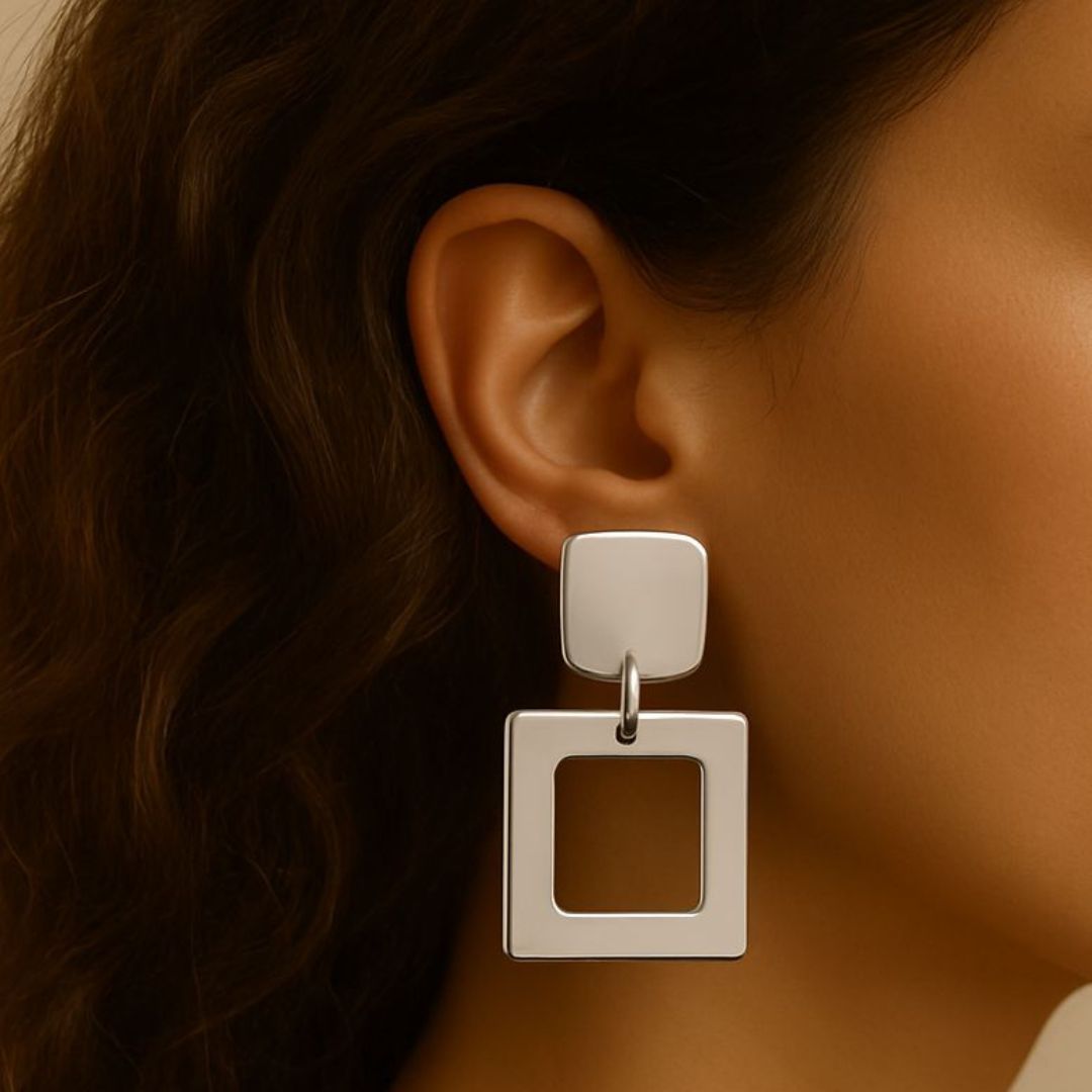 Numa Earrings are Silver geometric earrings from House of Pehr