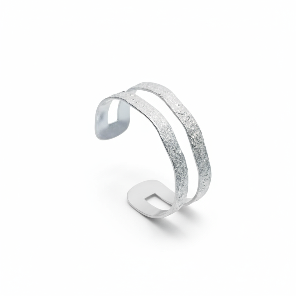 Silver bracelet on a white background