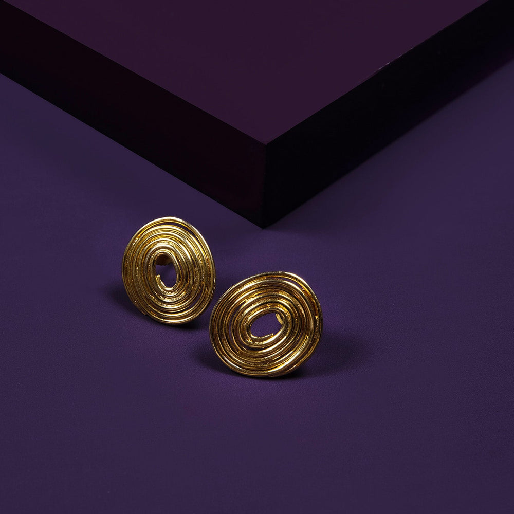 Gold Trilogy Oval Studs - Pehr Adorning Time - Image 5