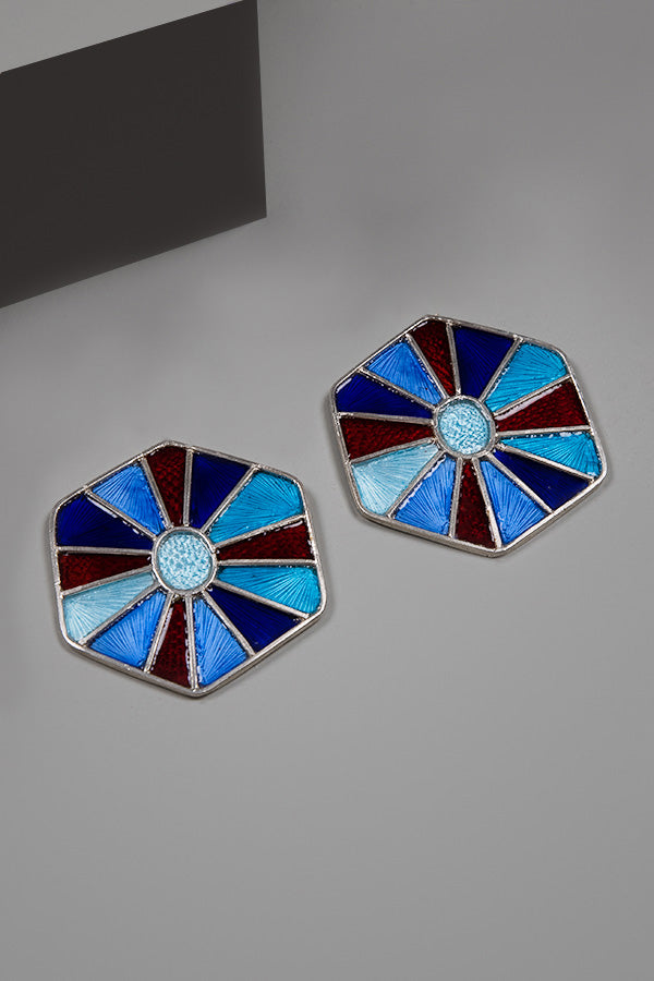 Aqua Hexagon Earrings | Hexagon Stud Earrings | Pehr Silver