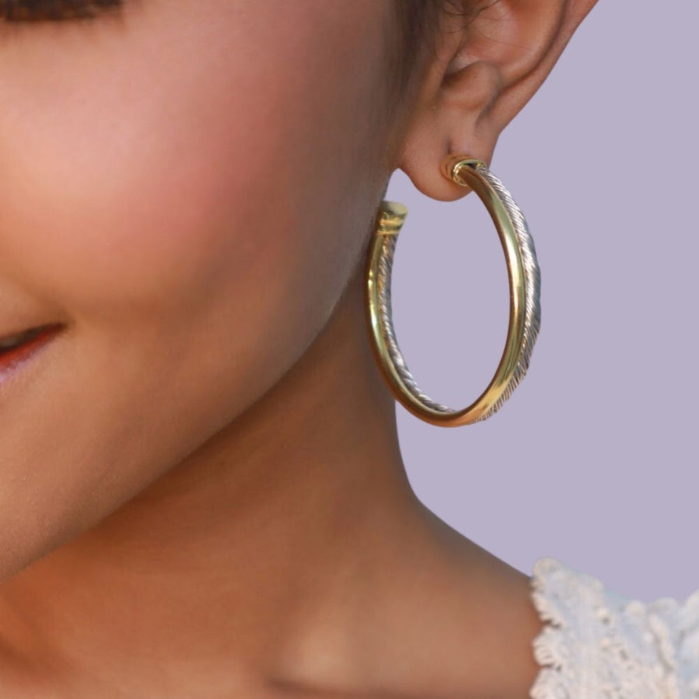 Pehr Twisted Hoops Gold & Silver - Large - Pehr Adorning Time - Image 2