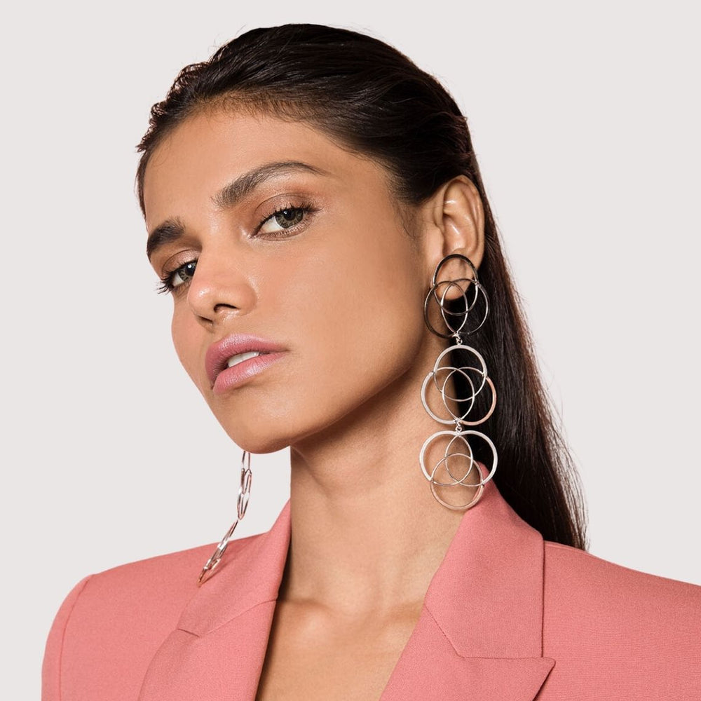 Silver - Olympic Drop Earrings - Image 2