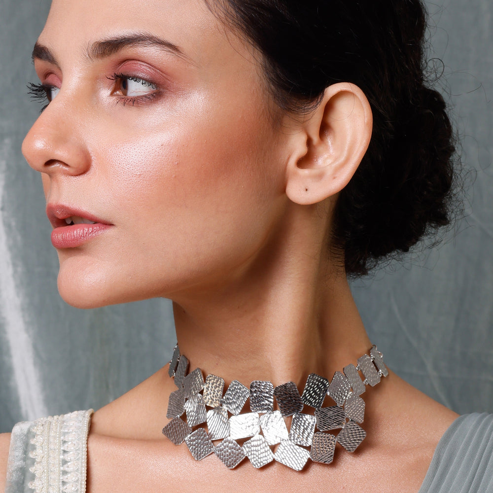 Pehr Etched Collar Necklace | Silver Collar Necklace | House of Pehr - Image 6