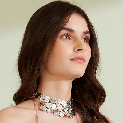 Pehr Etched Collar Necklace | Silver Collar Necklace | House of Pehr - Image 8
