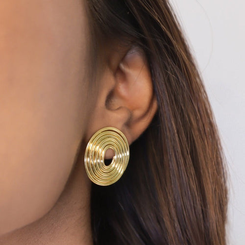 Gold Trilogy Oval Studs - Pehr Adorning Time
