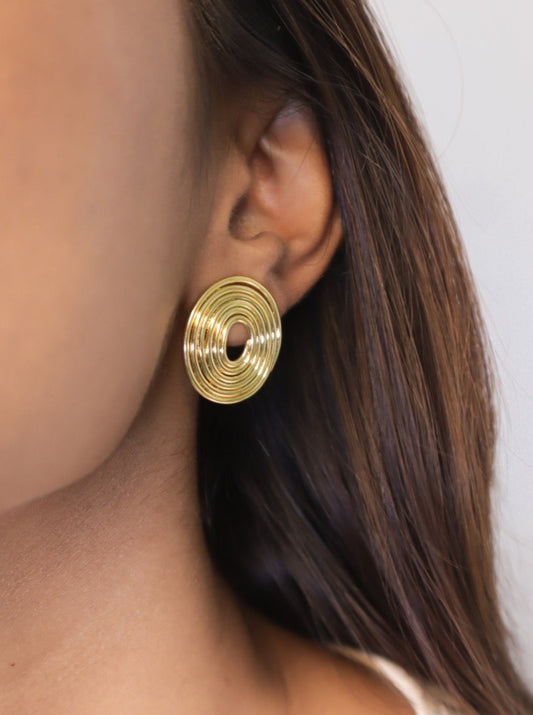 Gold Trilogy Oval Studs - Pehr Adorning Time