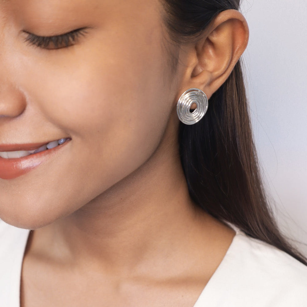Silver Trilogy Oval Studs - Pehr Adorning Time - Image 2