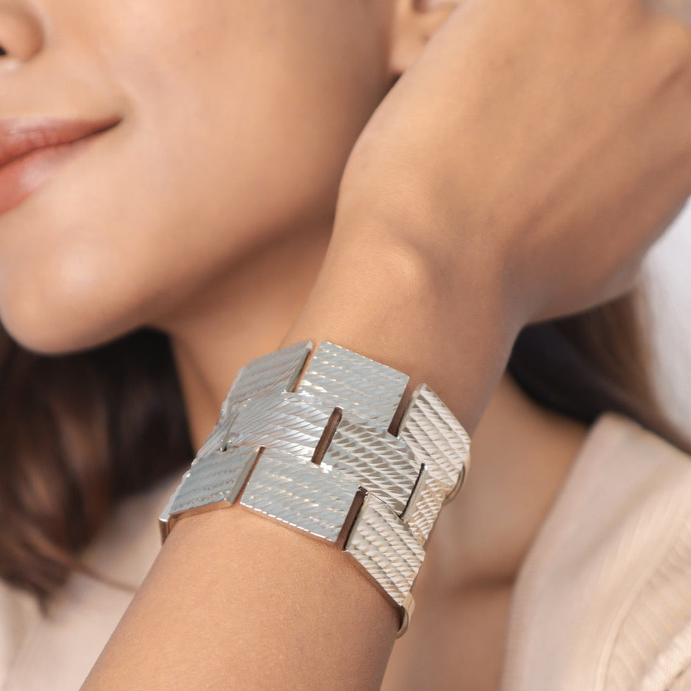 Silver Open Cuff Bracelet | Open Cuff Bracelet | House of Pehr - Image 4