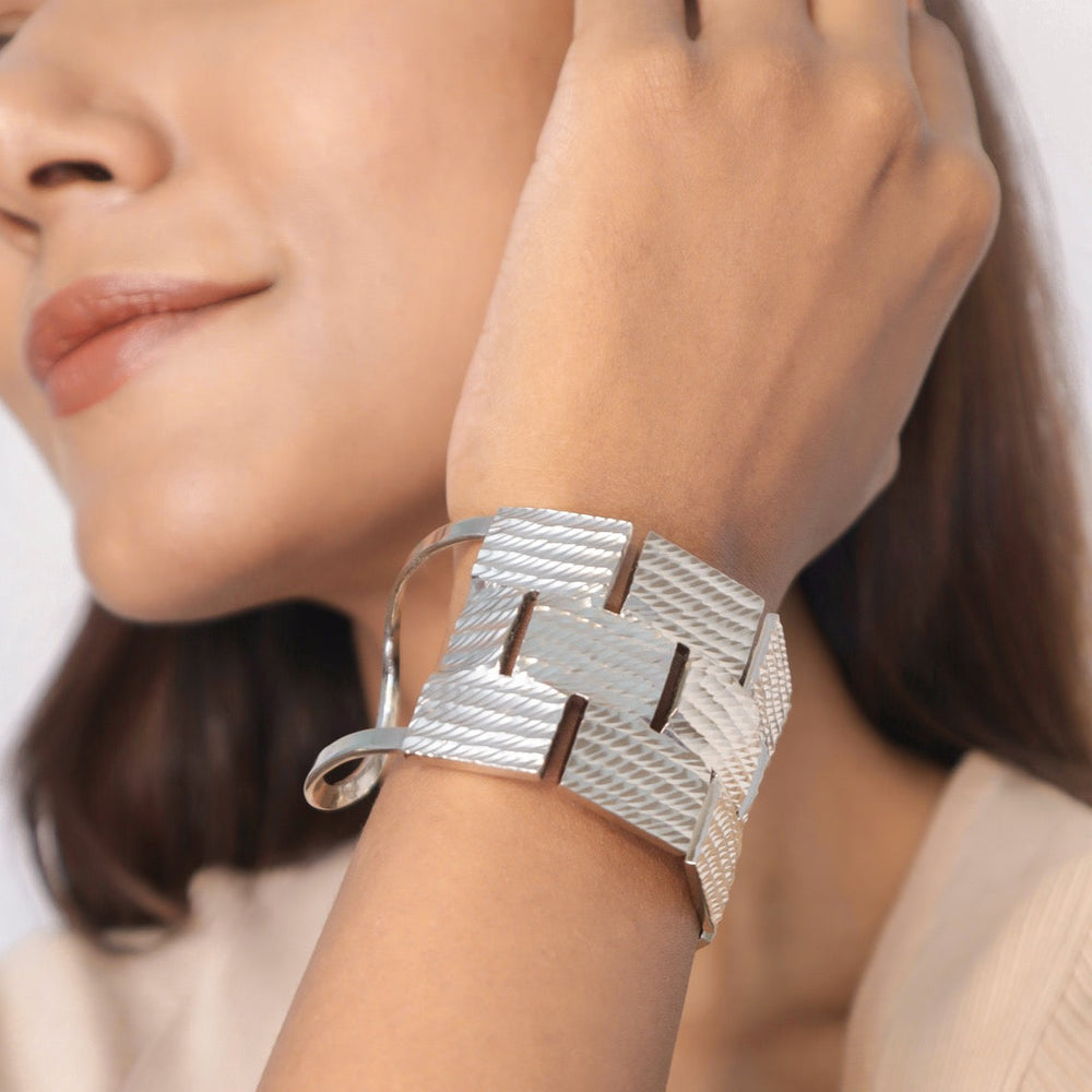 Silver Open Cuff Bracelet | Open Cuff Bracelet | House of Pehr - Image 7