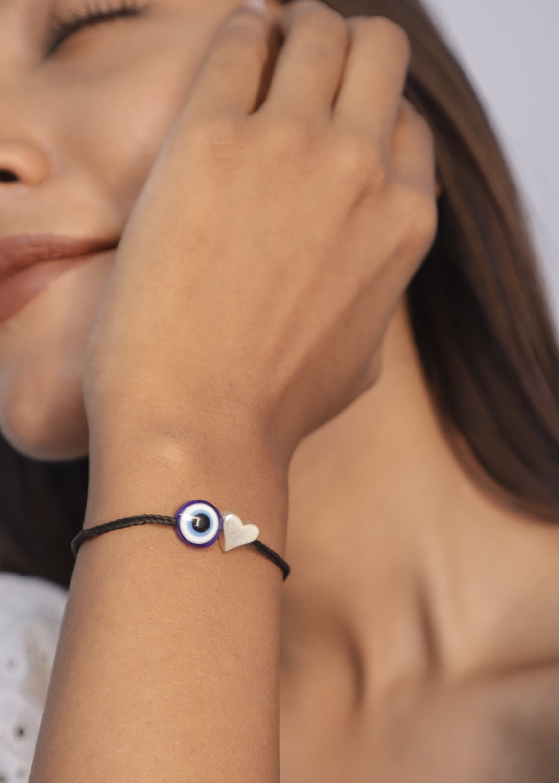 Silver - Evil Eye Thread Anklet Cum Bracelet