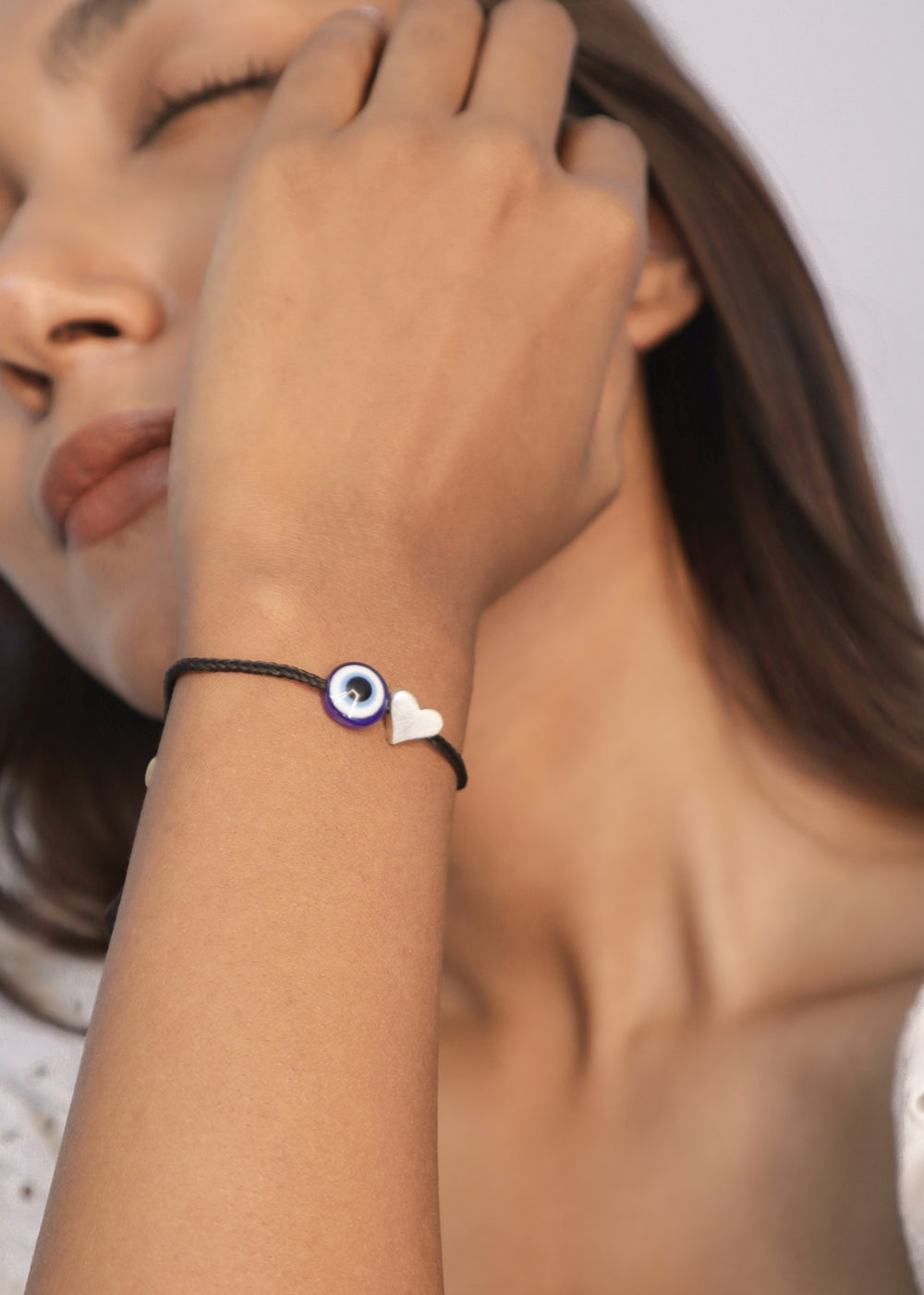 Silver - Evil Eye Thread Anklet Cum Bracelet - Image 17