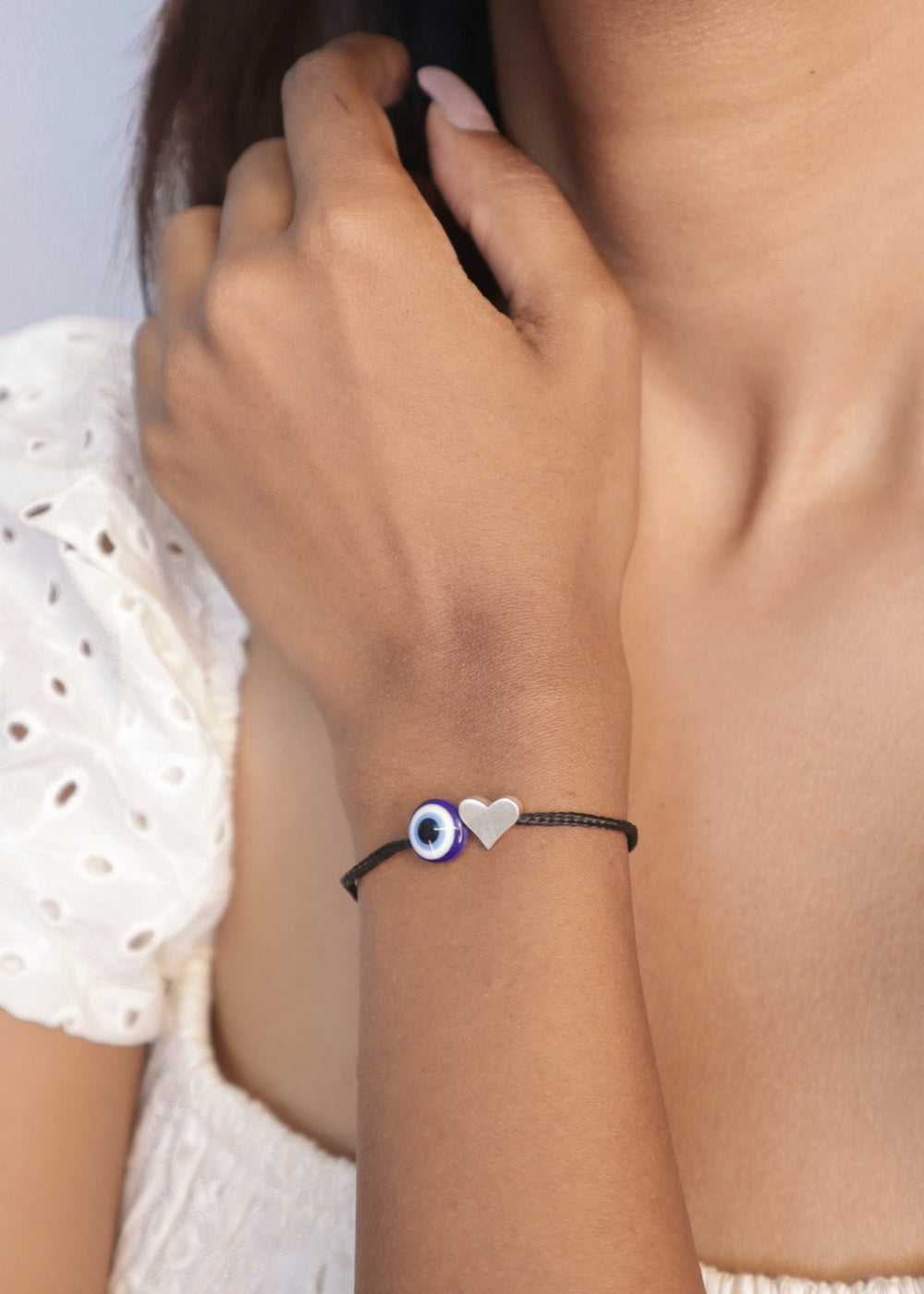 Silver - Evil Eye Thread Anklet Cum Bracelet - Image 16