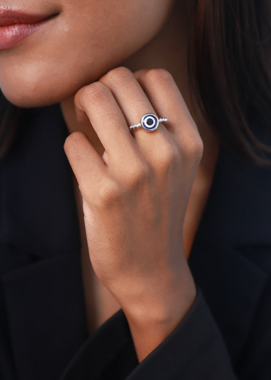 Charm Ring | Pehr Evil Eye Ring | Silver Ring | Pehr Silver - Image 3