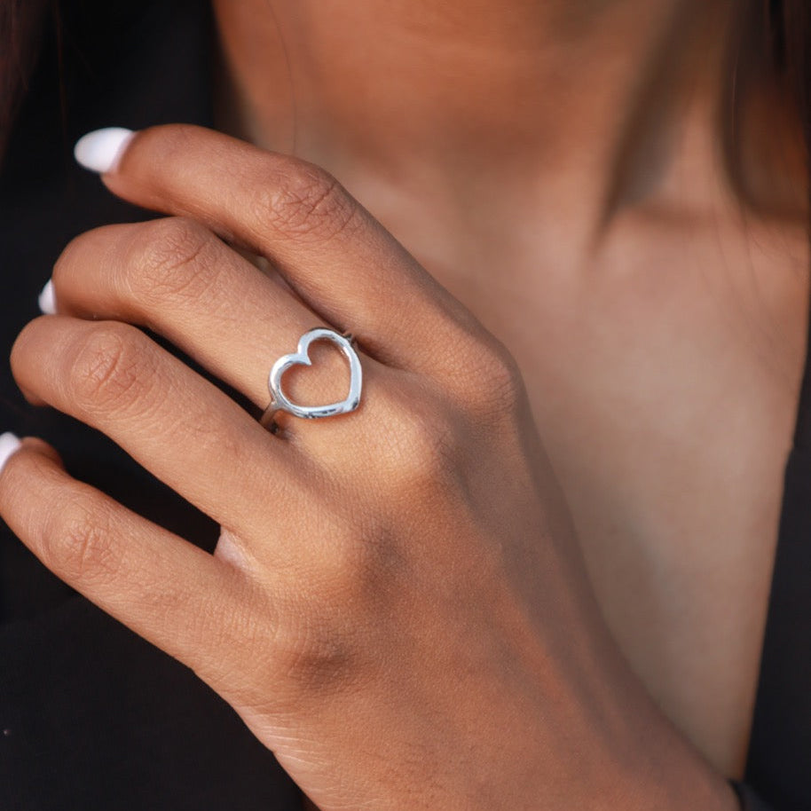 Silver Charm Ring | Pehr Heart Ring | Silver Ring | Pehr Silver - Image 1