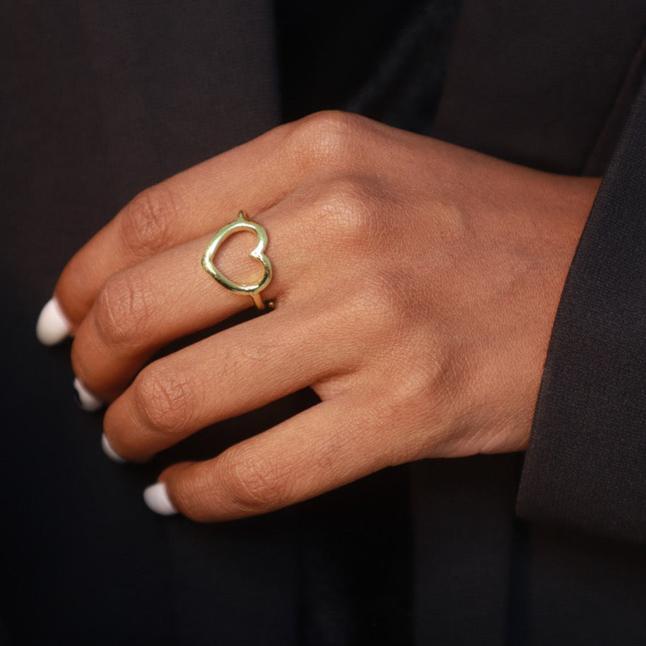 Gold Heart Ring | Pehr Charm Heart Ring | Silver Ring | Pehr Silver - Image 2