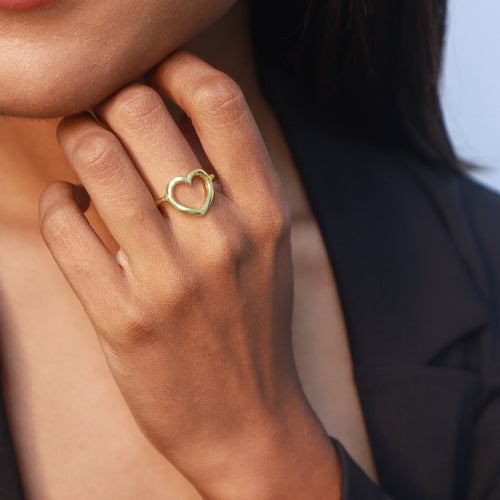Gold Heart Ring | Pehr Charm Heart Ring | Silver Ring | Pehr Silver