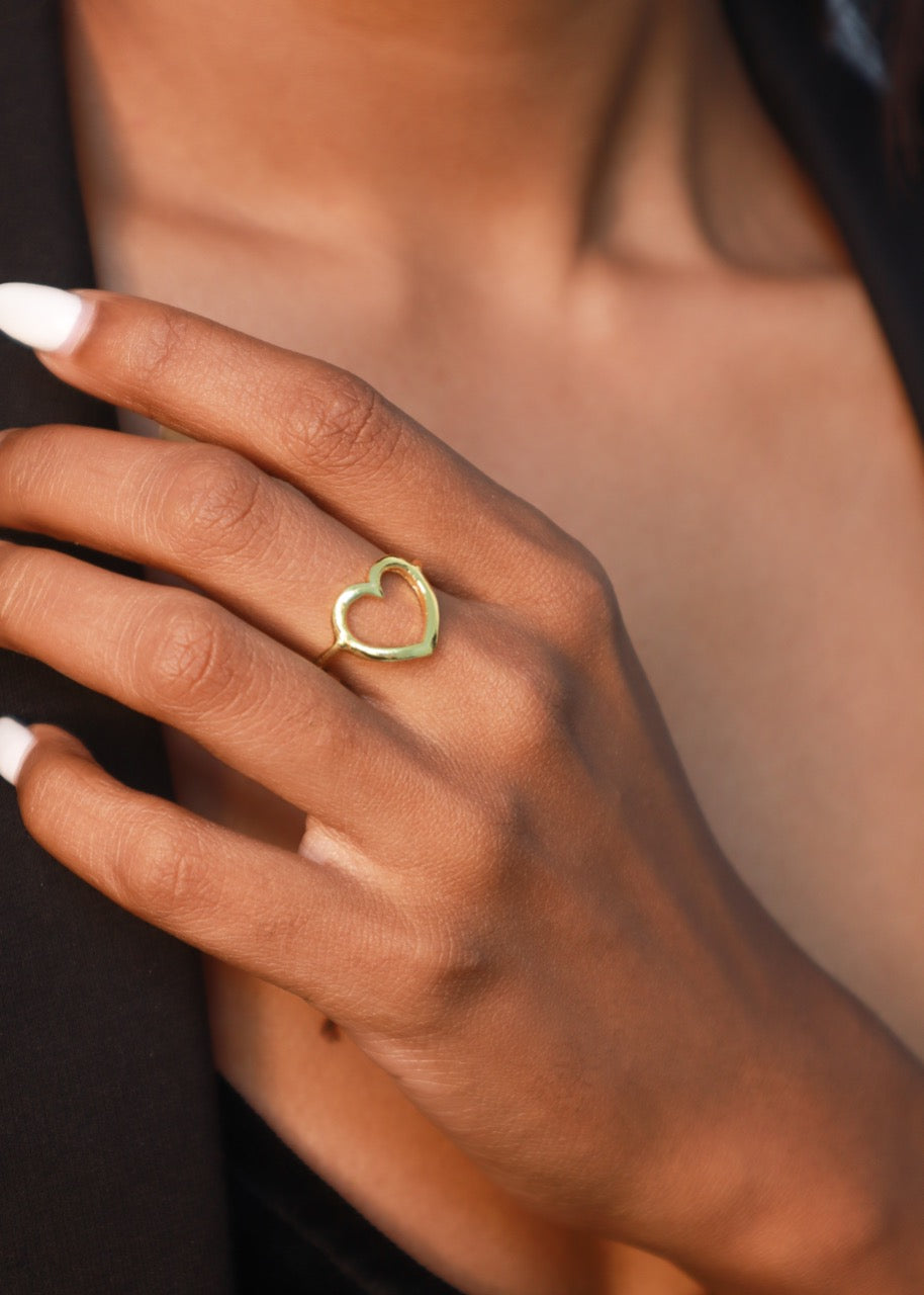 Gold Heart Ring | Pehr Charm Heart Ring | Silver Ring | Pehr Silver
