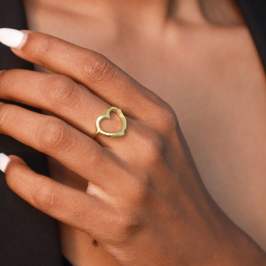 Gold Heart Ring | Pehr Charm Heart Ring | Silver Ring | Pehr Silver - Image 3