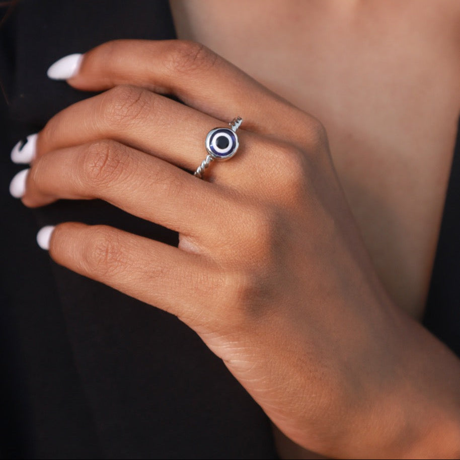 Charm Ring | Pehr Evil Eye Ring | Silver Ring | Pehr Silver - Image 1