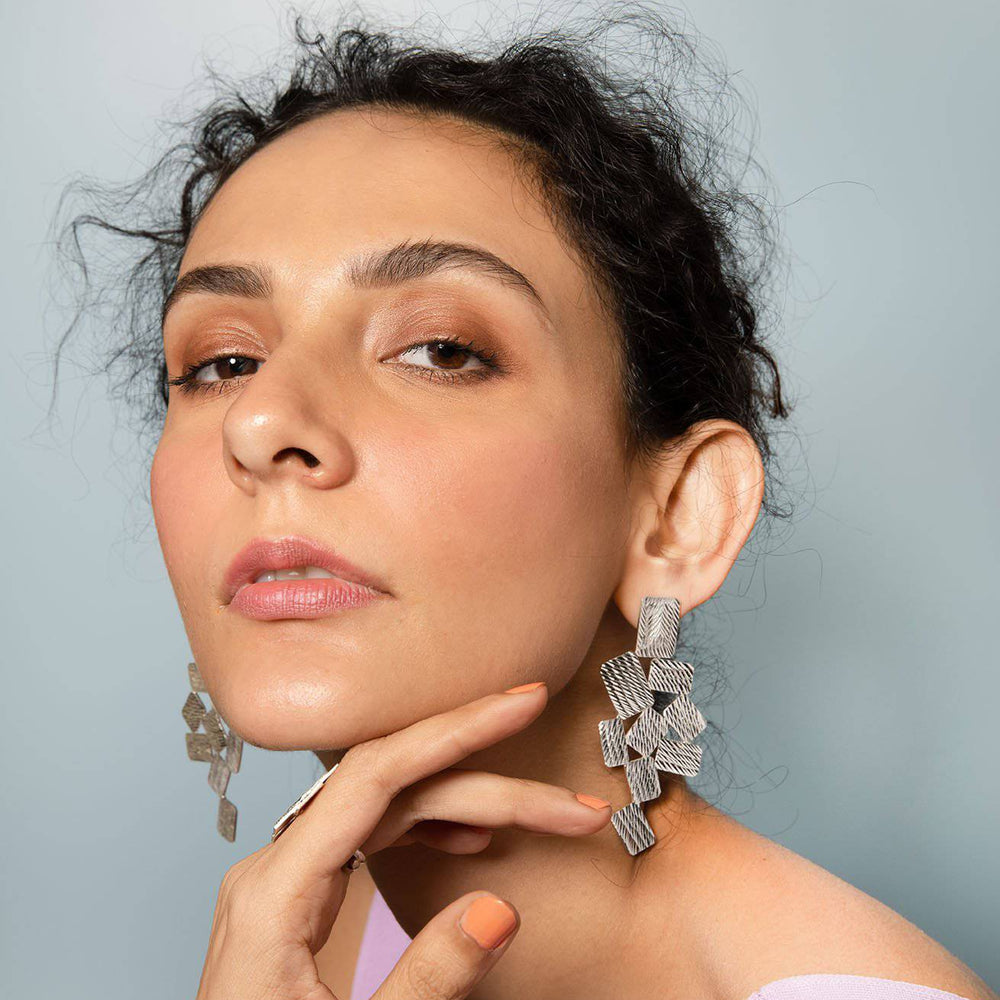 Pehr Etched Earrings | Silver Drop Earrings | House of Pehr - Image 6