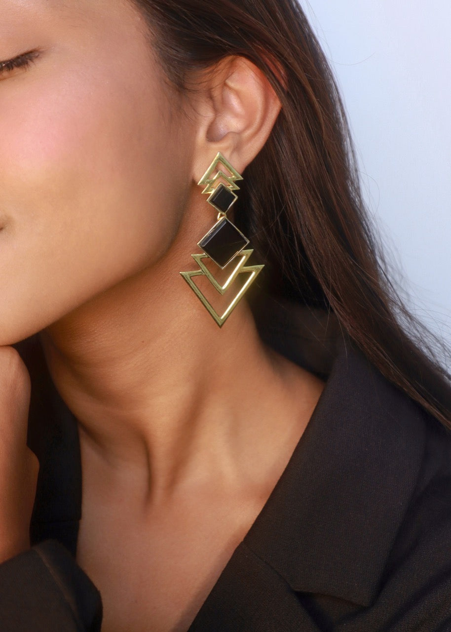 Trinity Dusk Earrings-Golden-Jewellery | Pehr